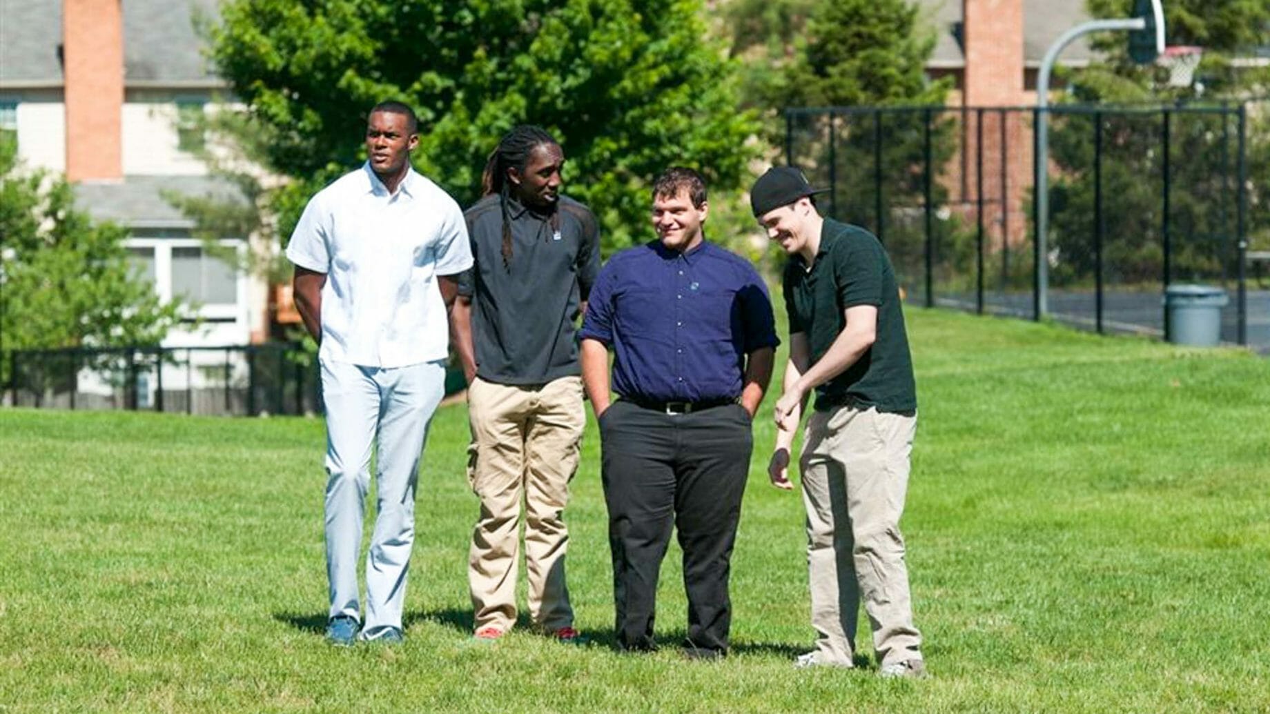 Alumni Meeting Up Outdoors