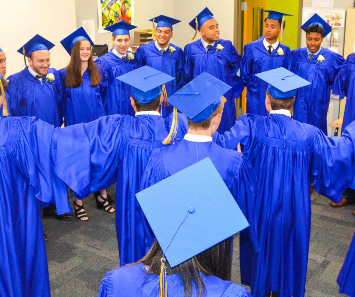 Graduating McLean seniors stand in a circle